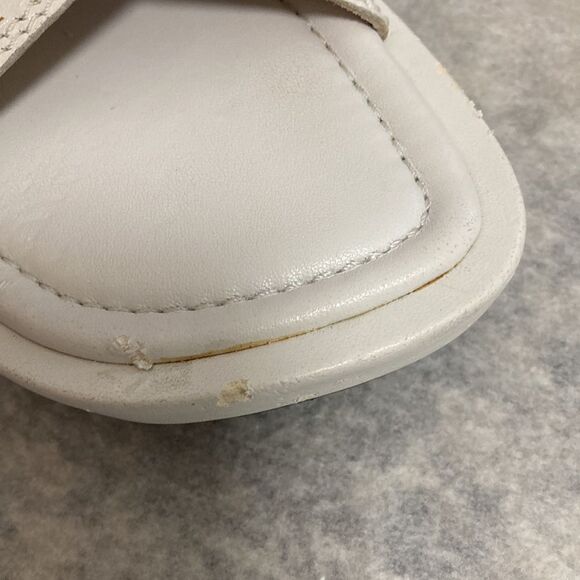 Celine Paris Low Wedge Slide Sandal With Crisscross Straps in White Leather. - Picture 10 of 11